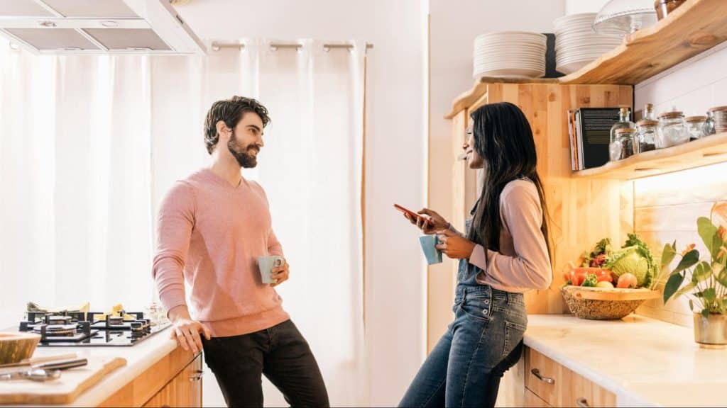 A man and woman having a conversation