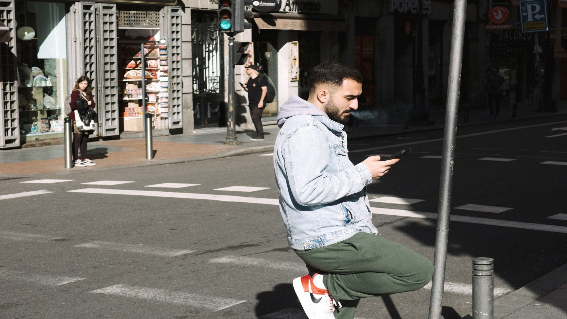 person reading short text message