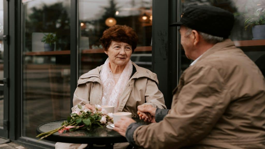couple smiling during conversation
