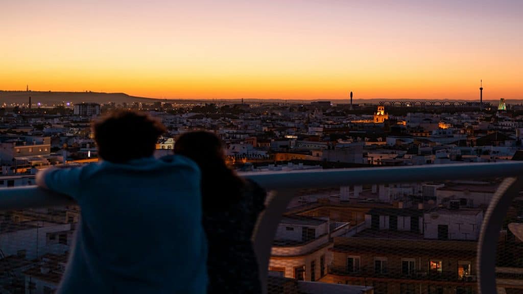 couple looking at skyline together