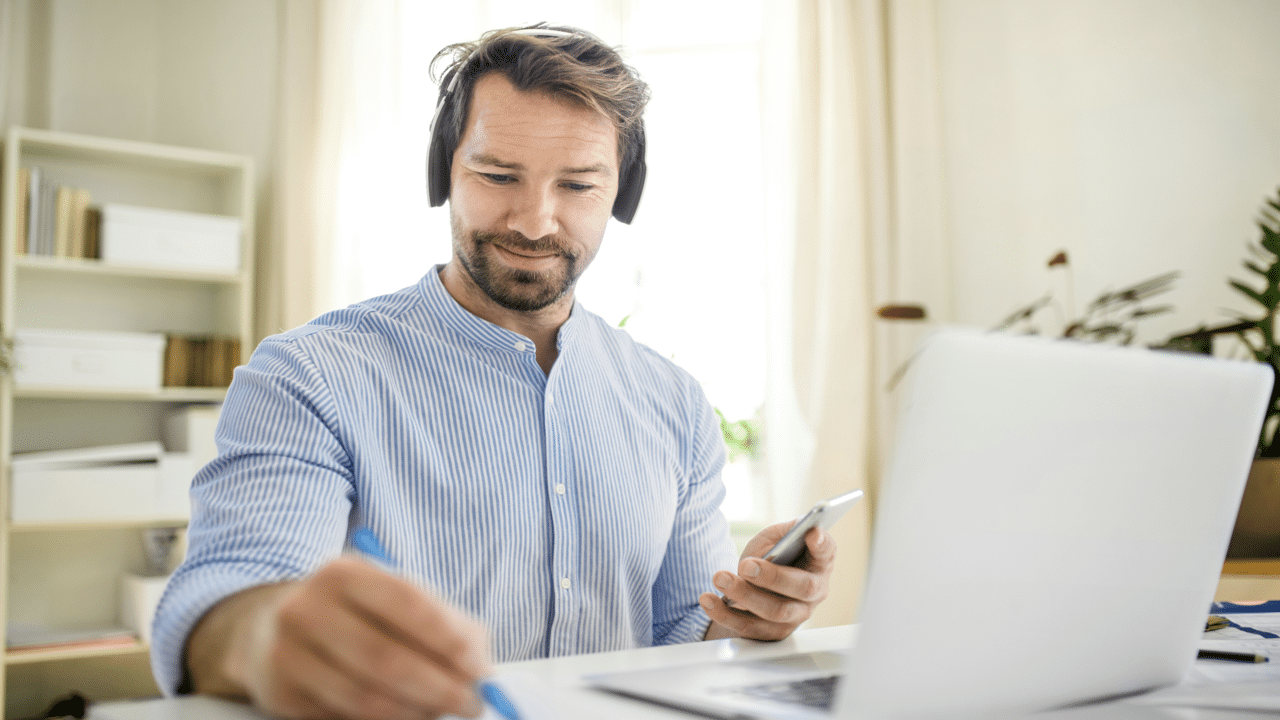 A man working from home