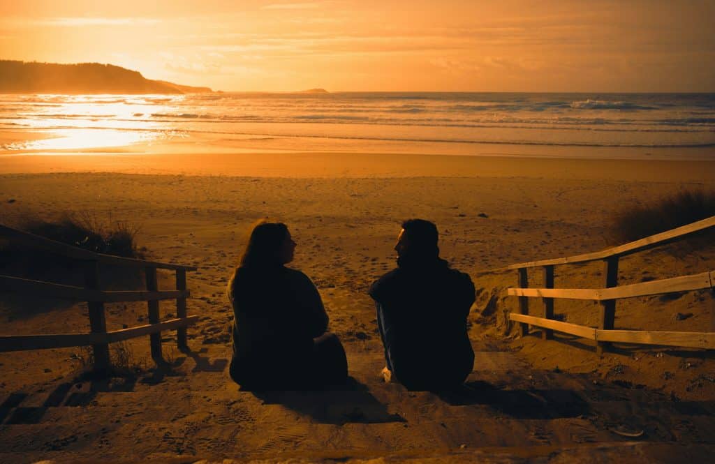 couple sunset reflection