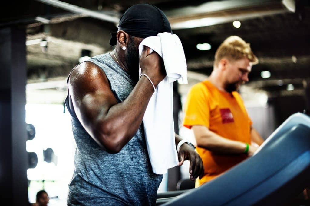 man walking on treadmill