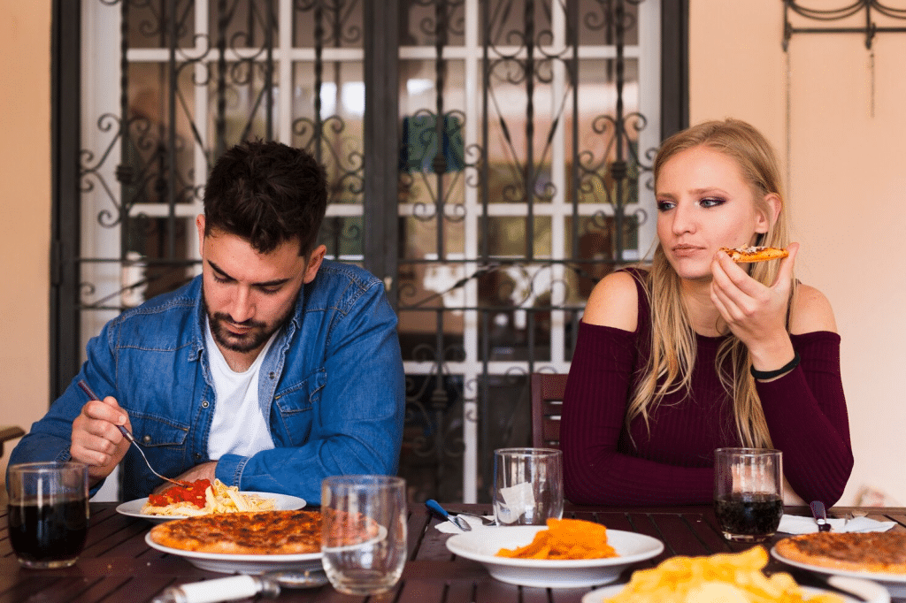 A man and woman not talking to each other