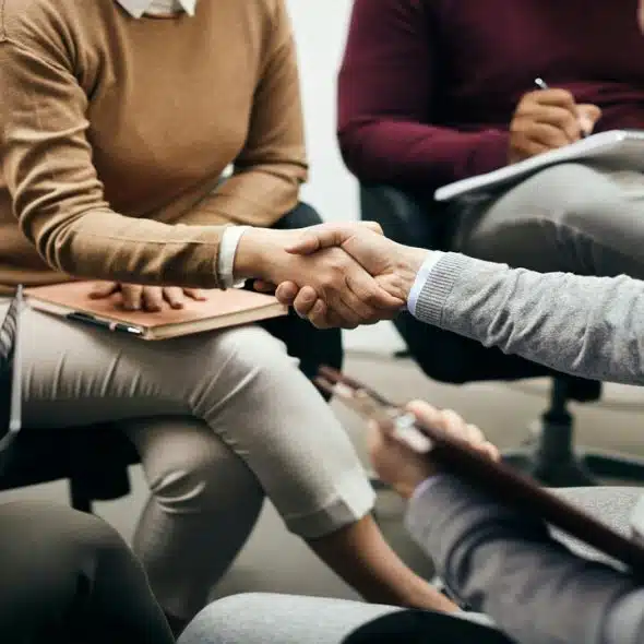 Two colleagues shaking hands