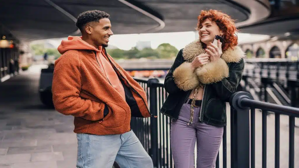 couple walking together during thoughtful conversation