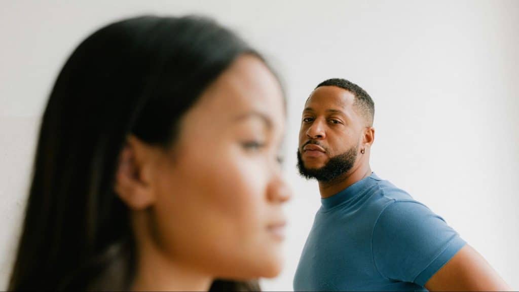Woman ignoring a man