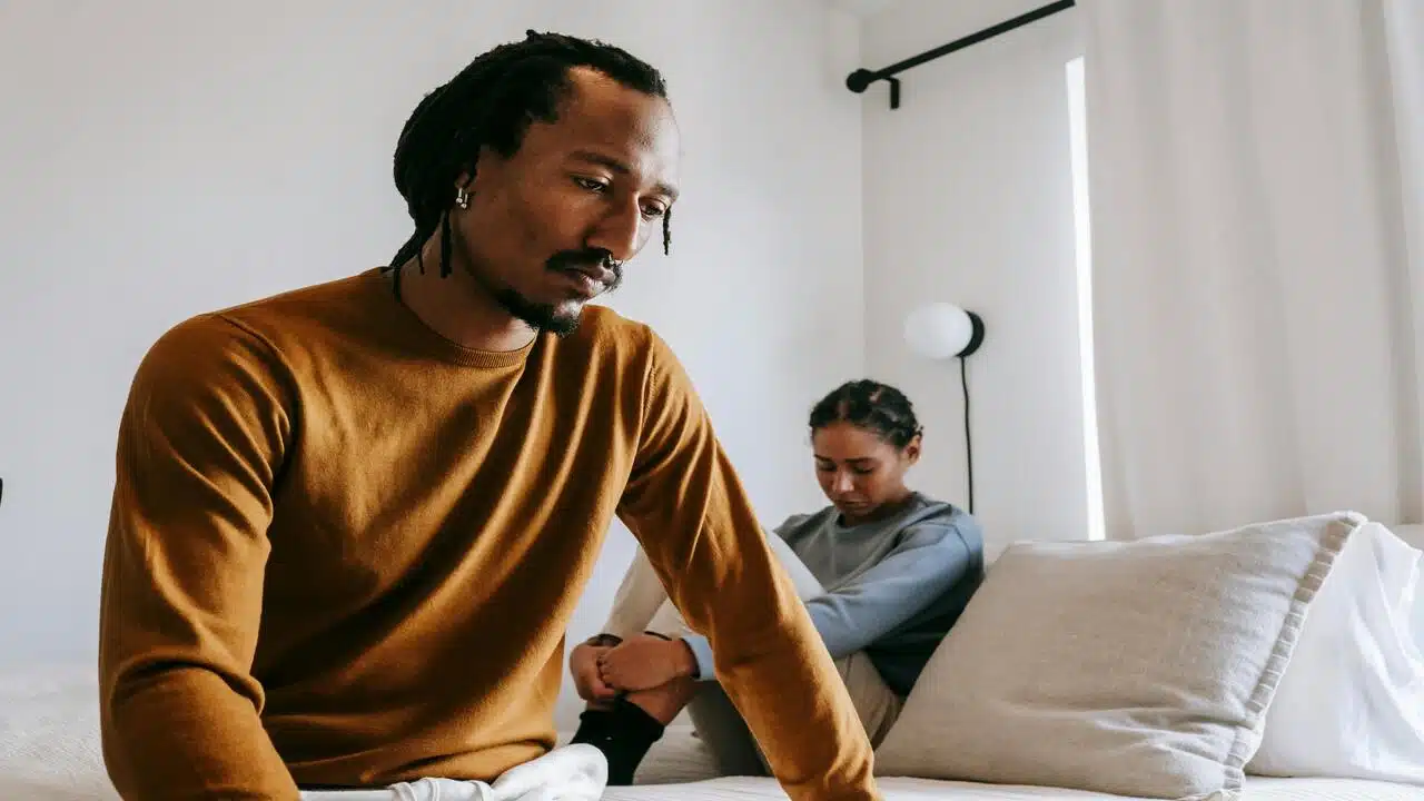 A couple looking sad
