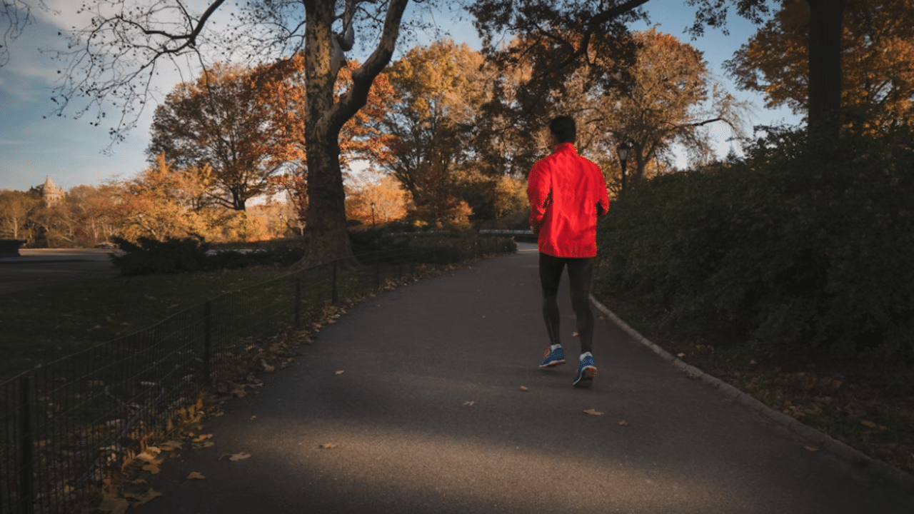 A man jogging by himself