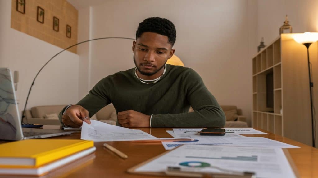 man reviewing financial documents