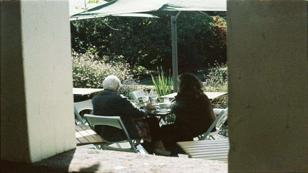 couple discussing something at table