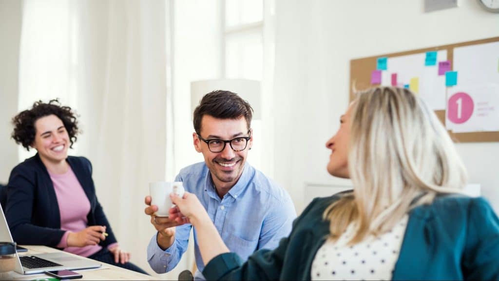 Woman with her colleagues