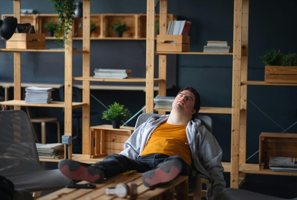 tired man indoors