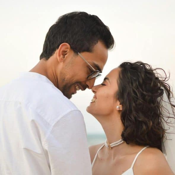 A smiling couple