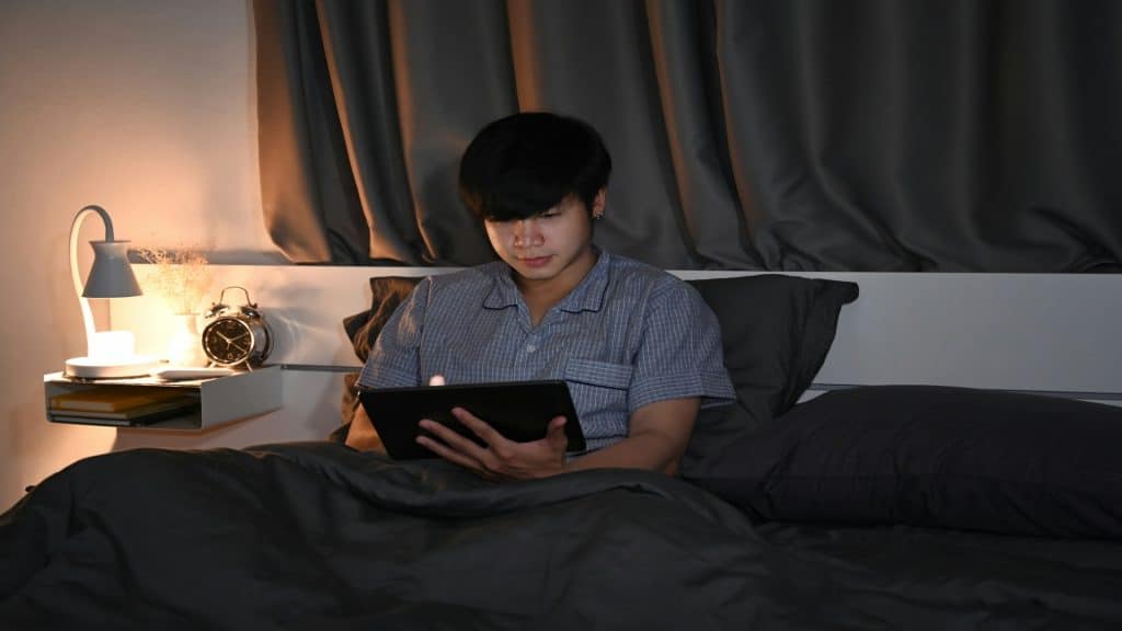man relaxing in quiet room