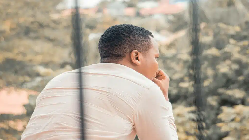 man reflecting during conversation