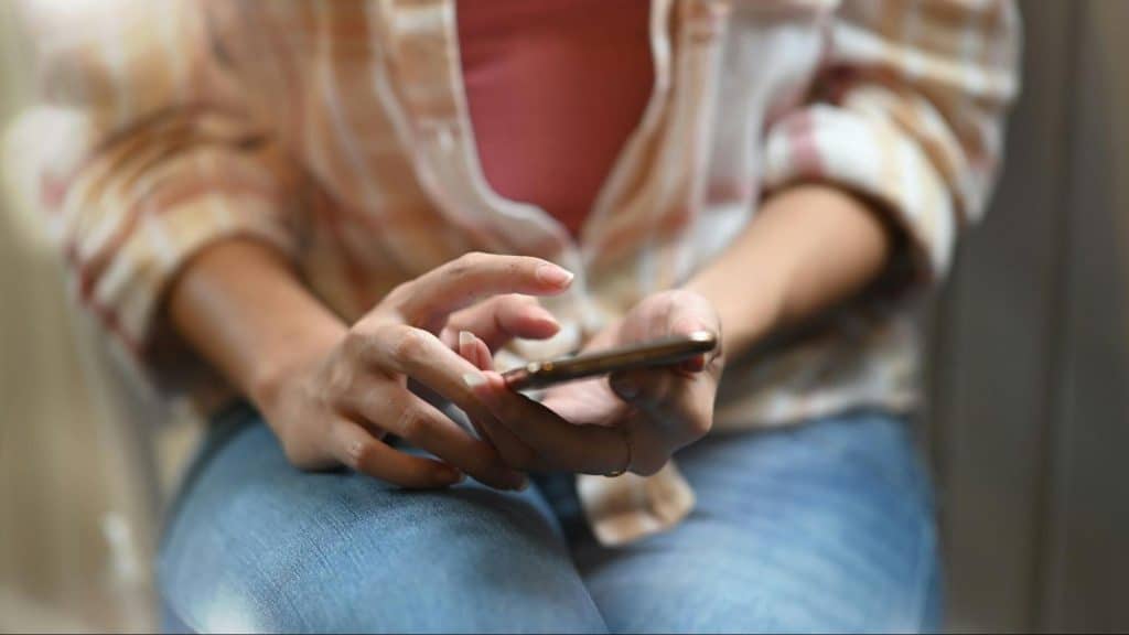 Woman holding a phone