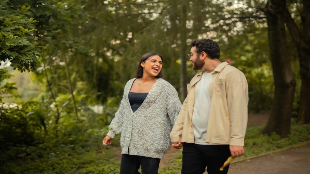 couple walking together casually