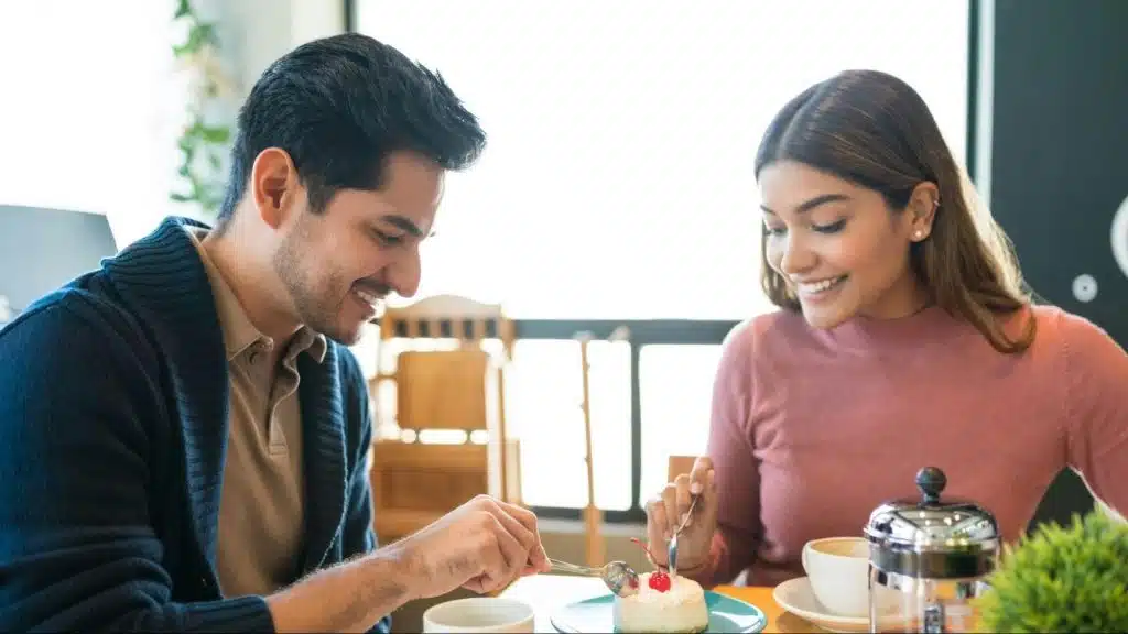 A man and woman dating