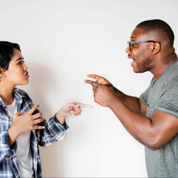 A man and a woman are arguing