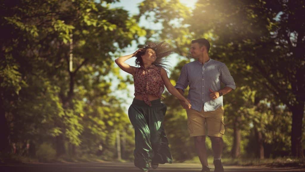 couple walking outdoors