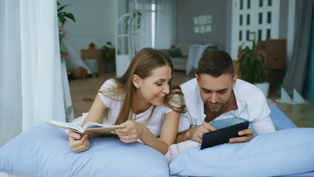 couple relaxing together at home