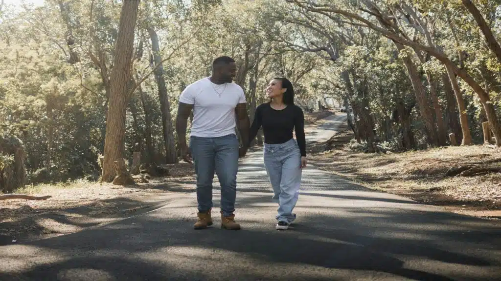 couple walking together peacefully