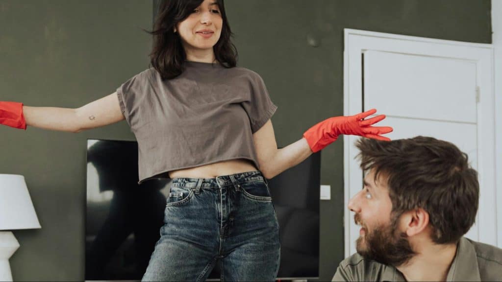 A man helping woman