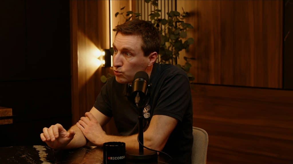 man speaking seriously during discussion