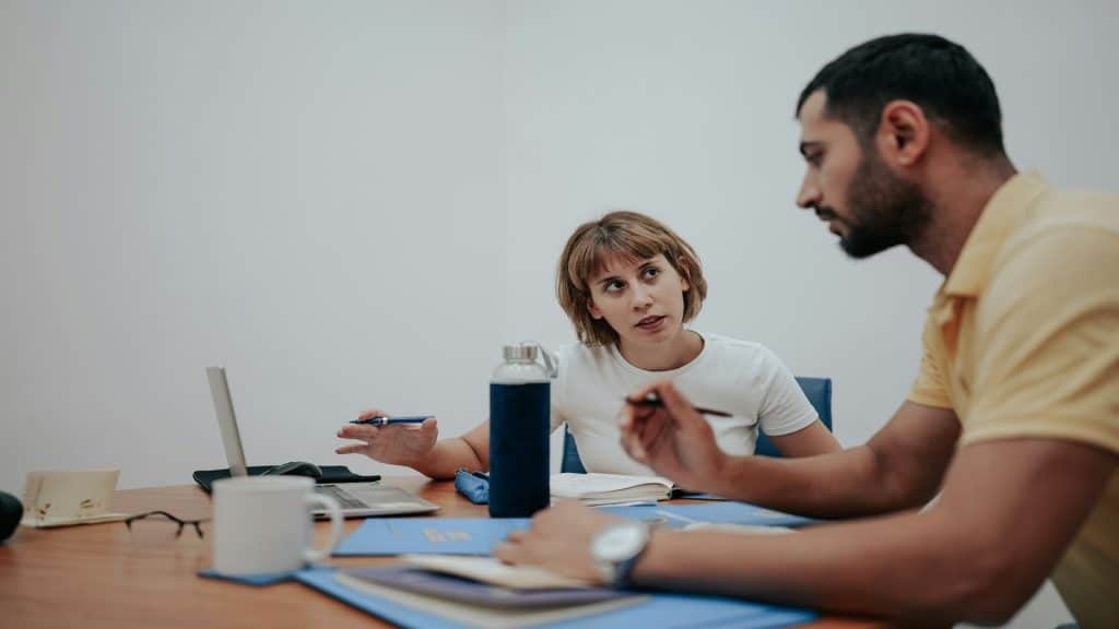 couple having calm discussion together