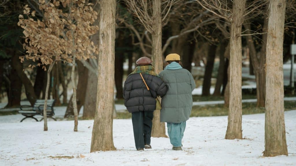 couple walking together outdoors