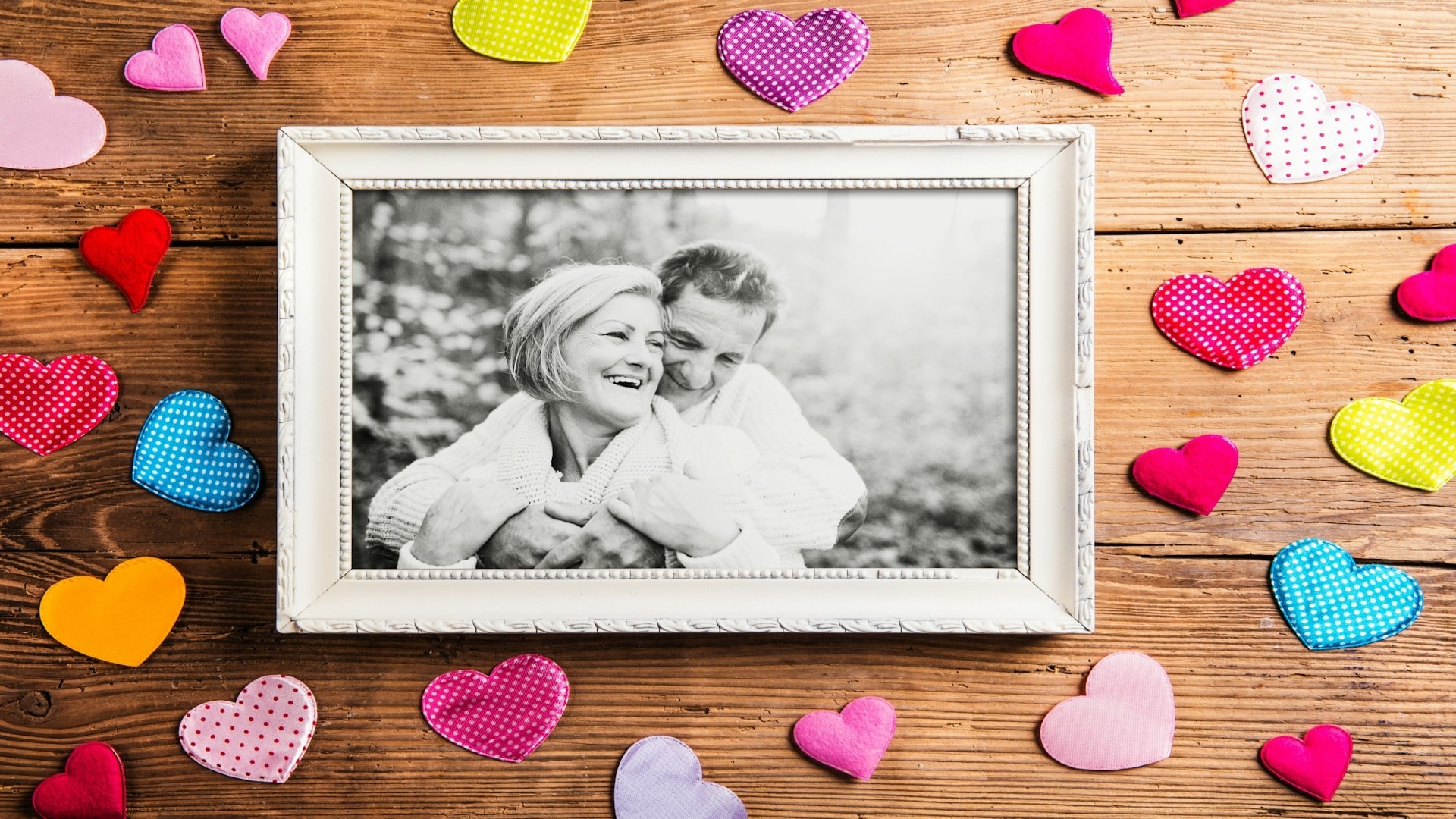 couple smiling in old photo