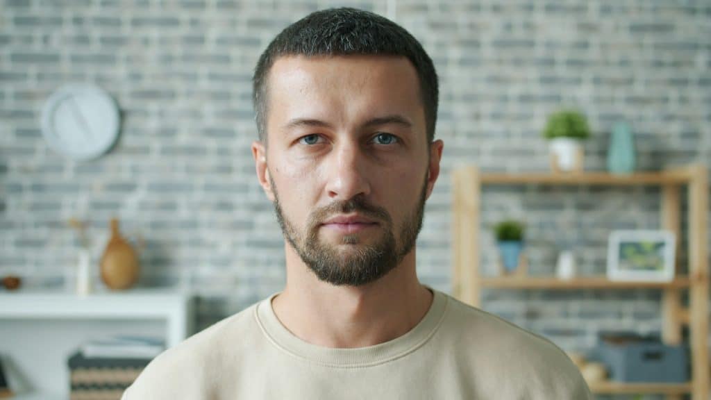 man neutral expression