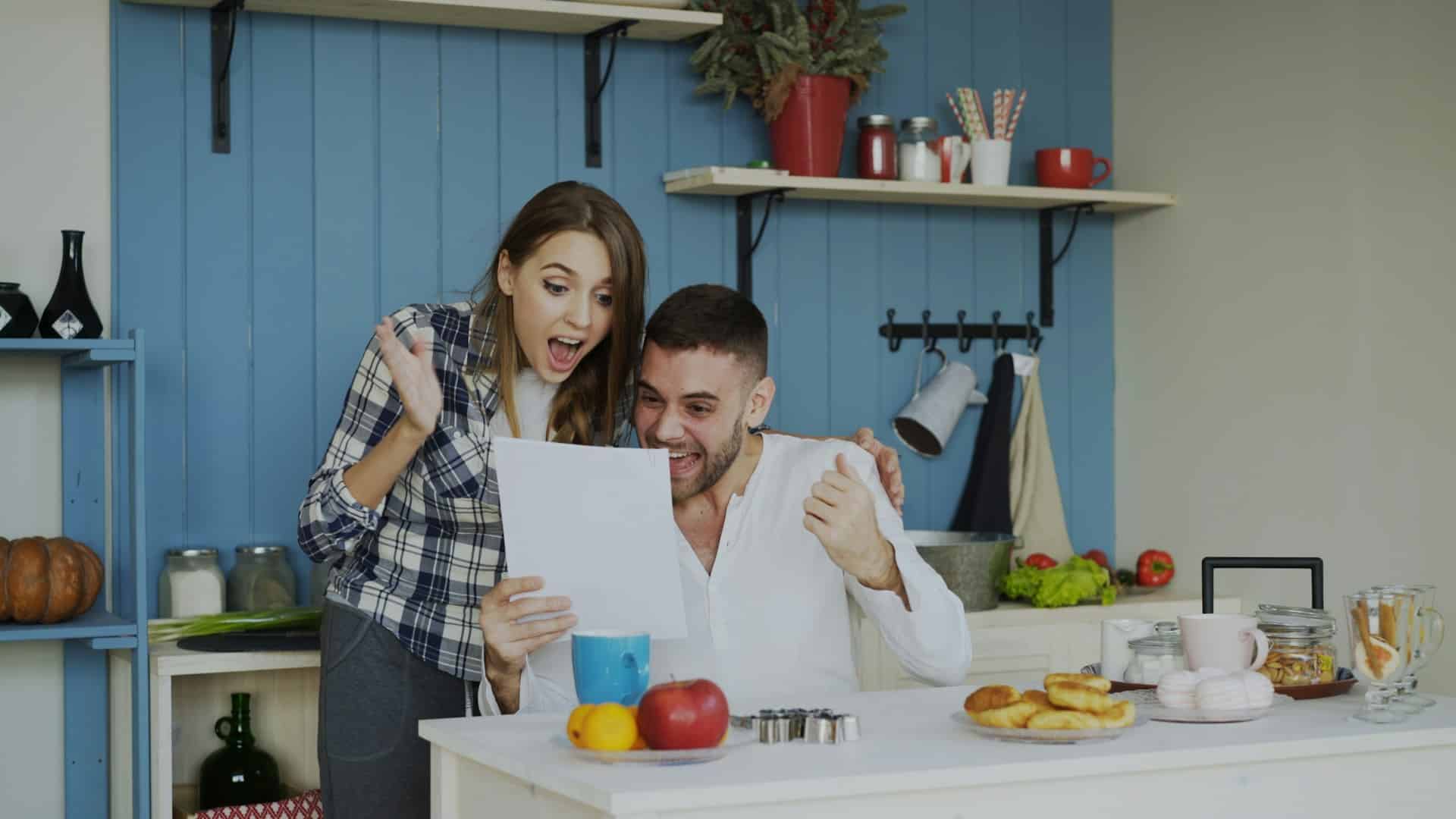 couple celebrating achievement together
