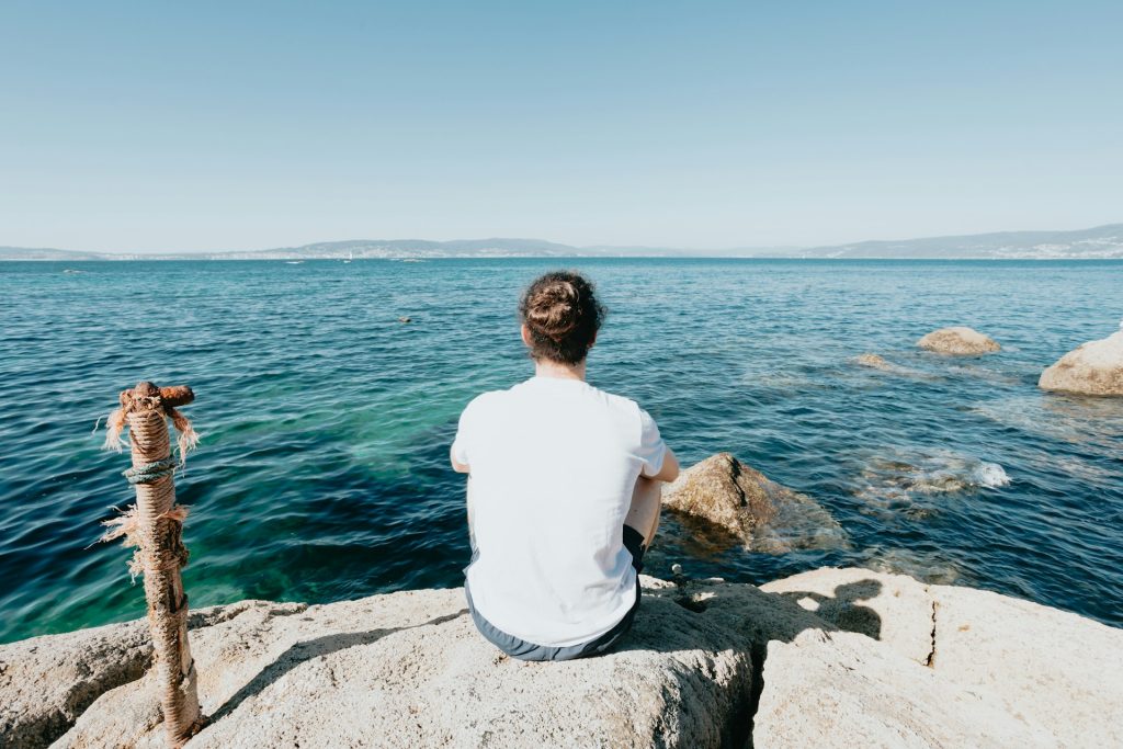 calm man sitting quietly