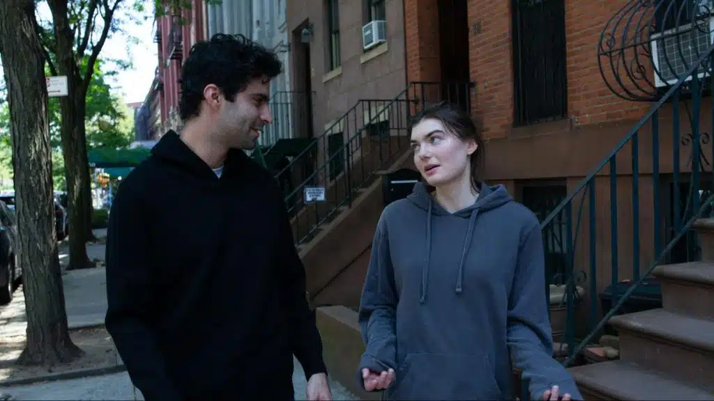 A woman opening up to a man