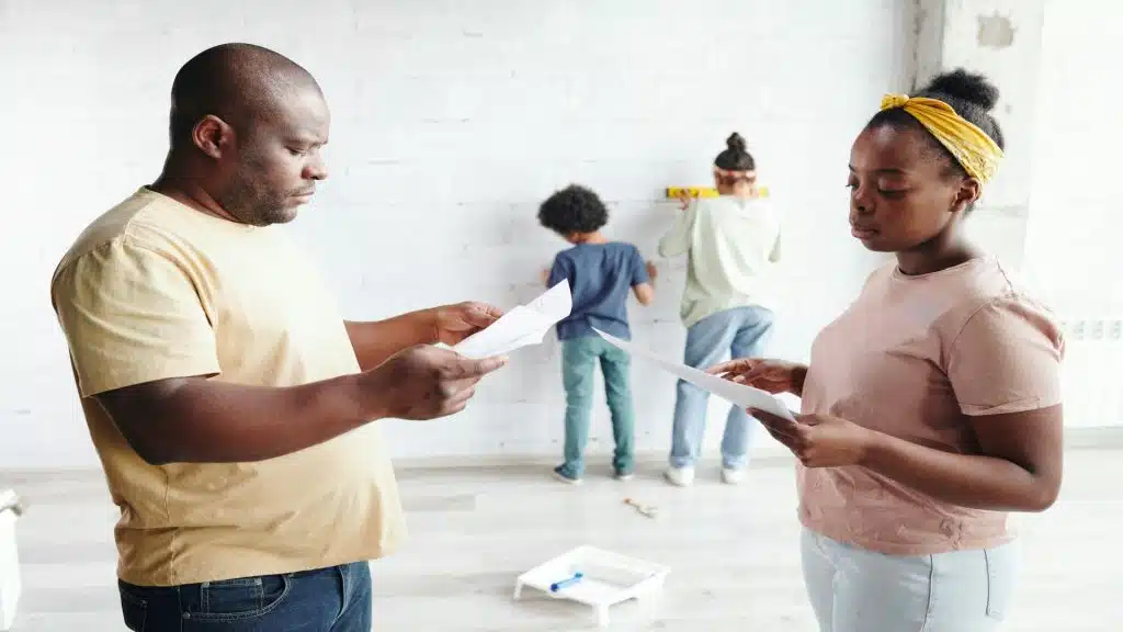 couple planning household tasks together