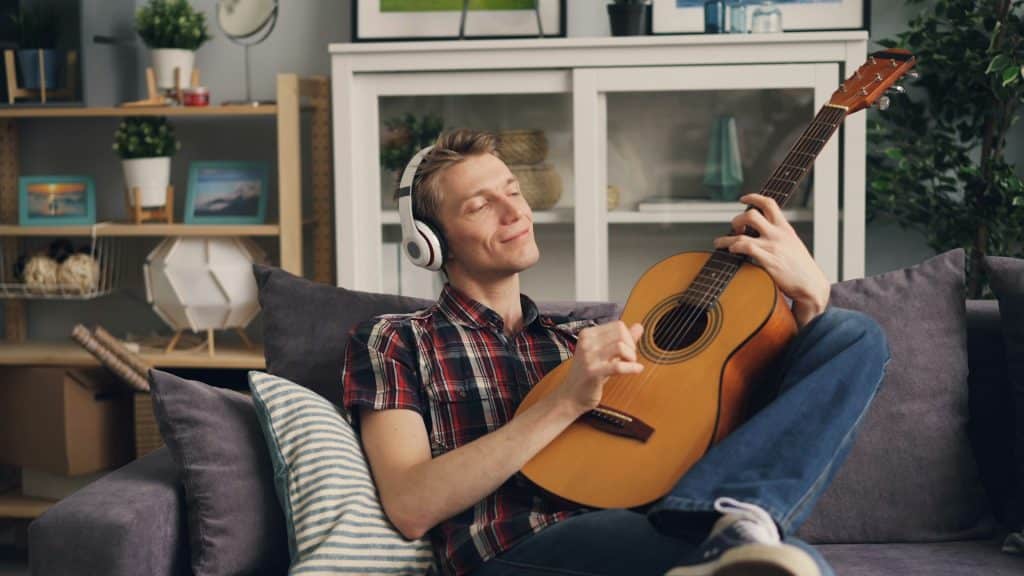 man enjoying hobby