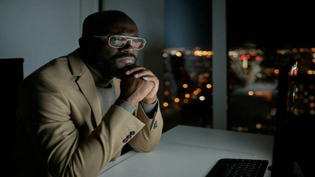 man thinking deeply