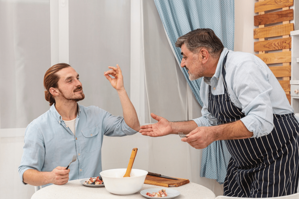 A man being rude to a waiter 