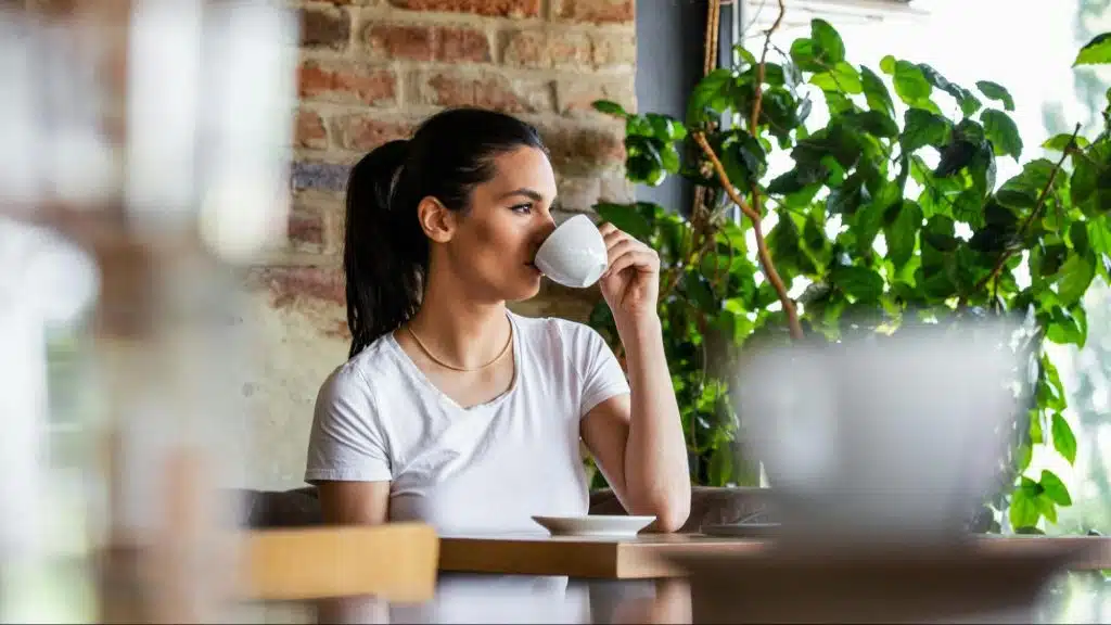 Woman drinking tea