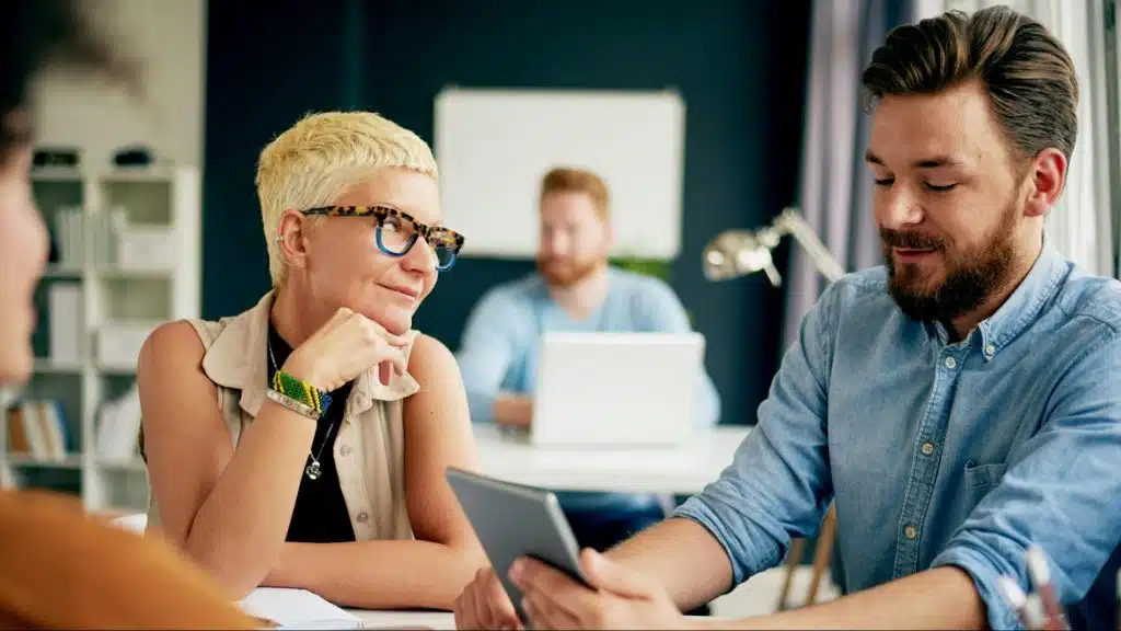 Woman adoring a man