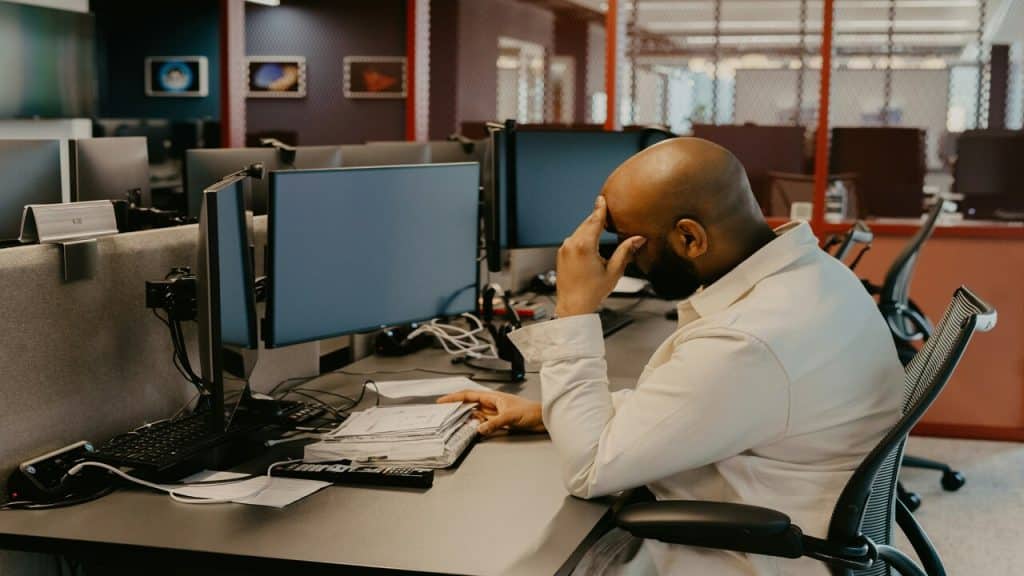 A man stressed at work