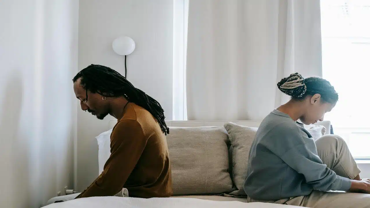 A couple refusing to look at each other