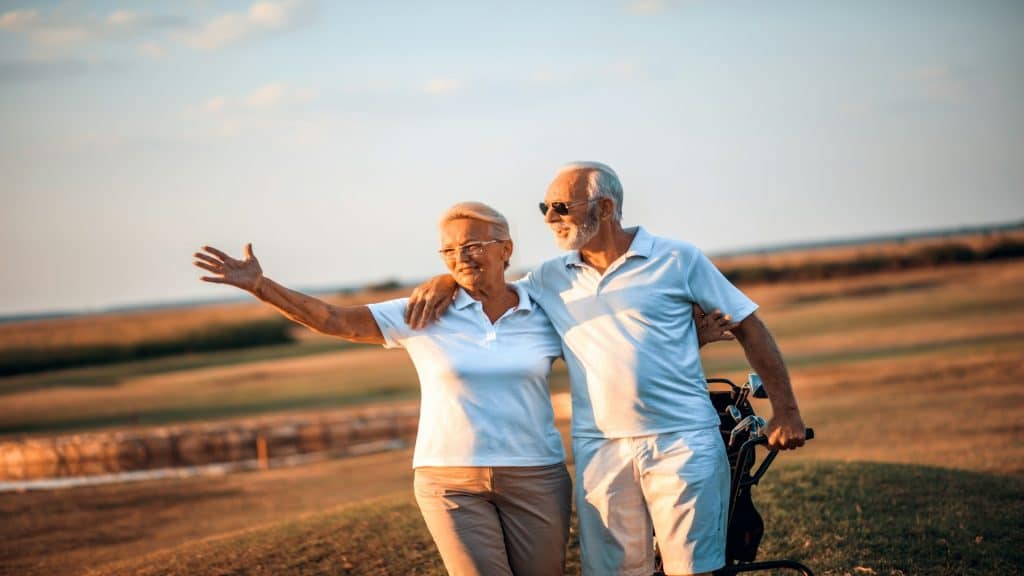 couple walking together at sunset