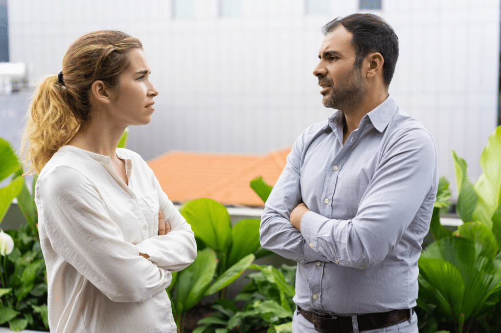Woman communicating with a man