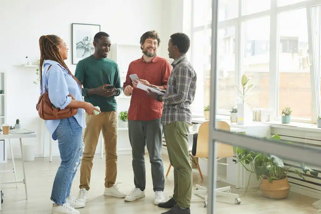 group of men talking