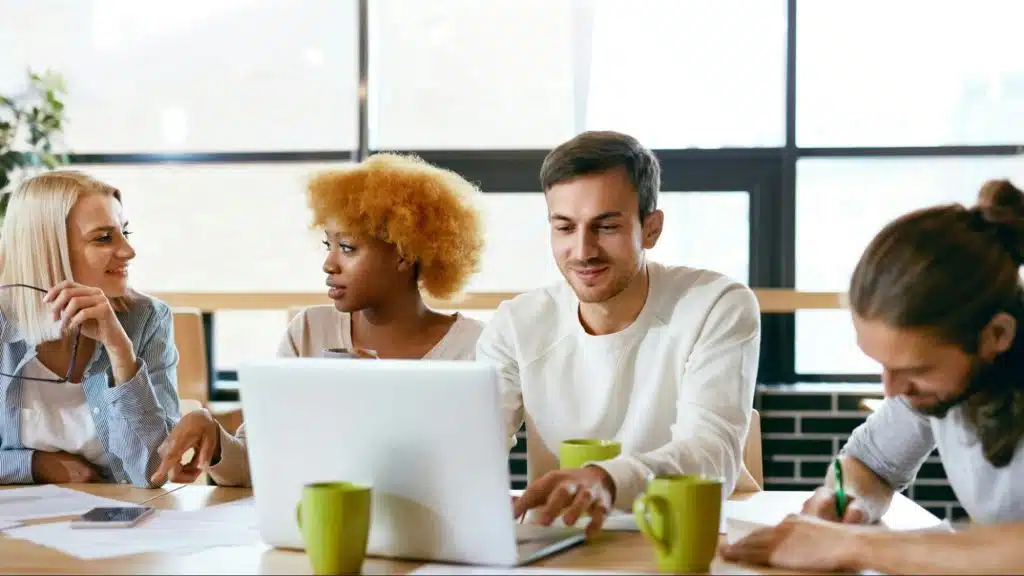 A group of people talking