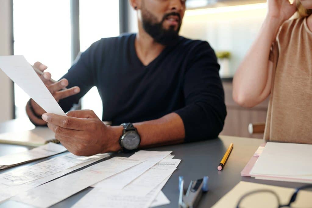couple reviewing bills