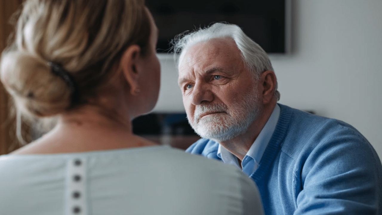 A man listening to his upset wife